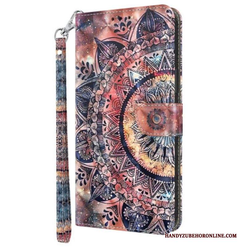 Custodia in pelle iPhone 15 Pro Max Mandala Con Tracolla