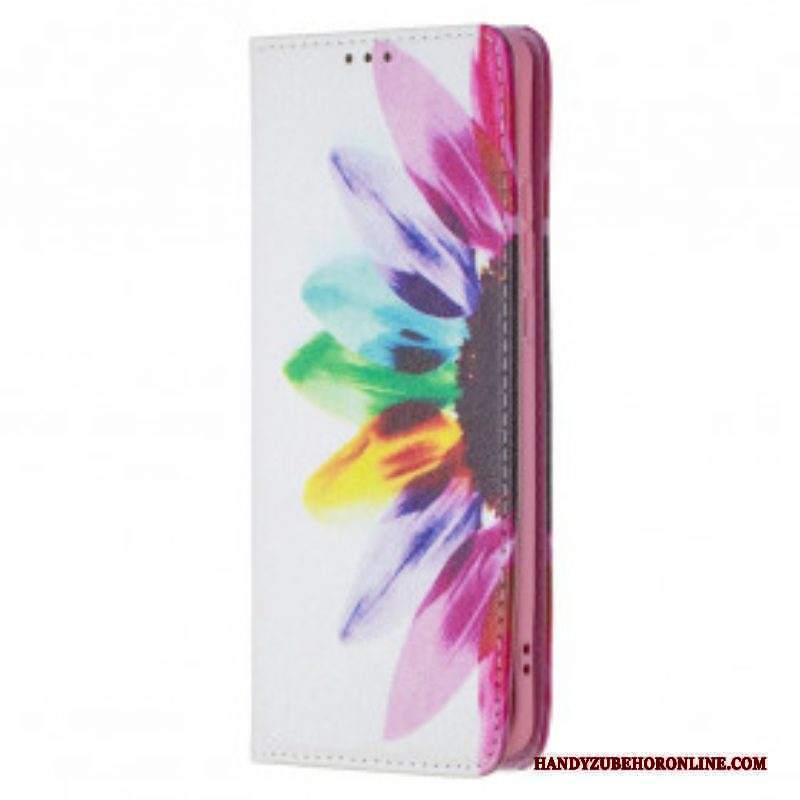 Folio Cover Huawei P50 Pro Custodia in pelle Fiore Dell'acquerello