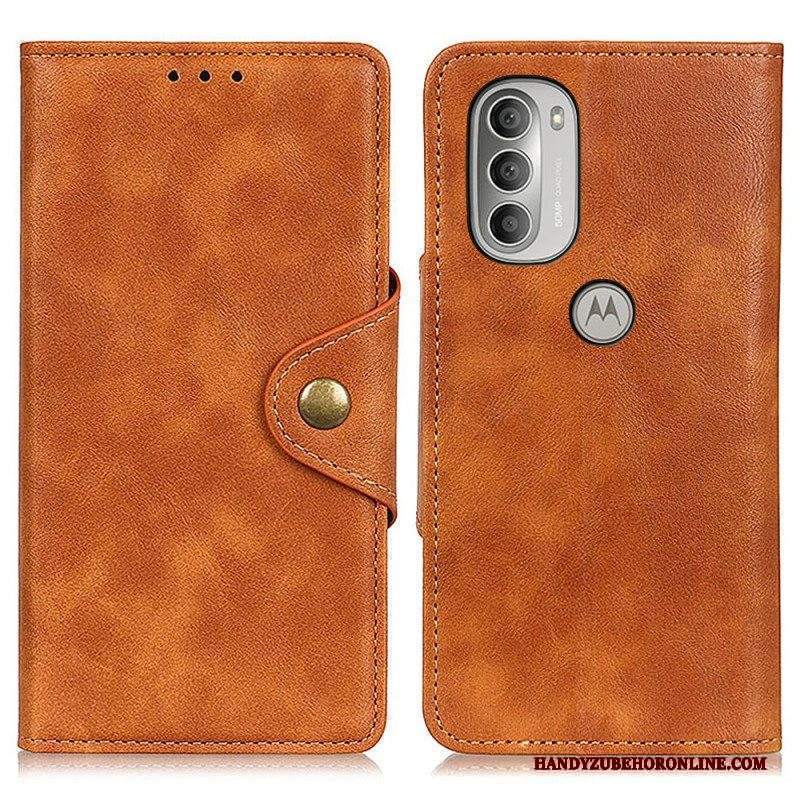 Folio Cover Moto G51 5G Ecopelle Vintage E Bottone