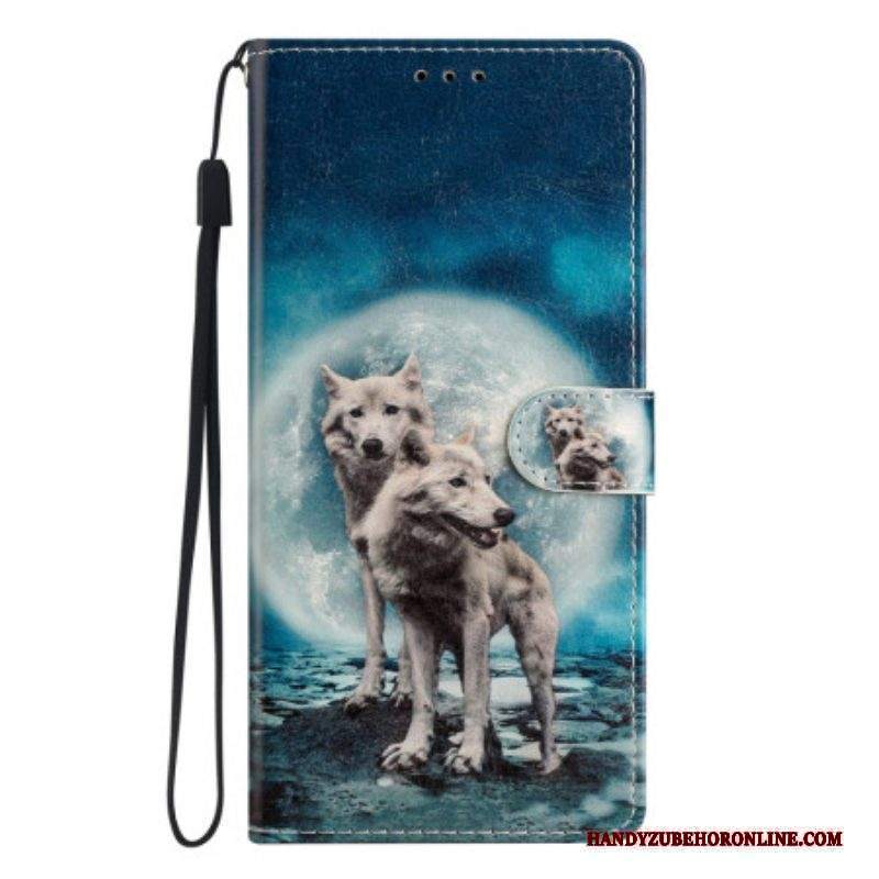 Folio Cover Moto G73 5G Lupi Al Chiaro Di Luna Legati