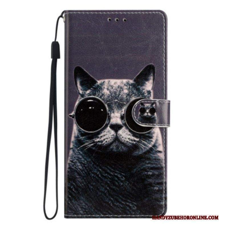 Folio Cover Moto G73 5G Occhiali Con Cinturino Cat