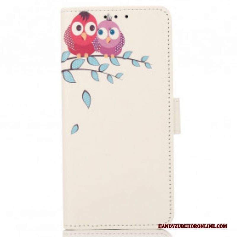 Folio Cover Motorola Edge 20 Pro Paio Di Gufi Sull'albero