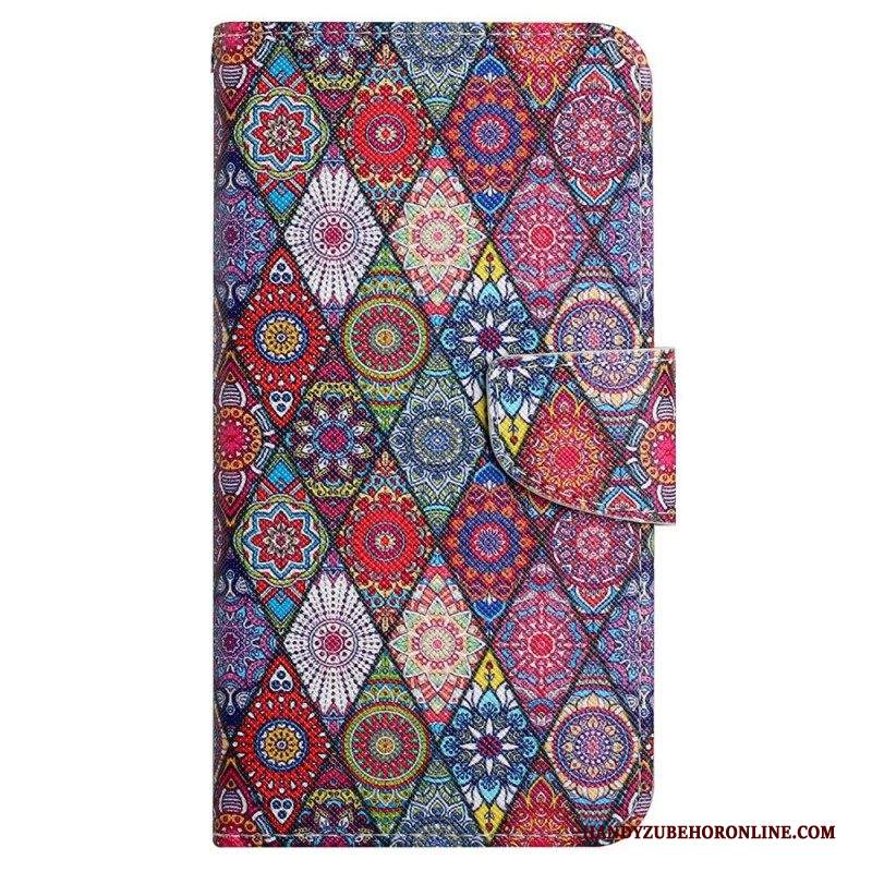 Folio Cover Samsung Galaxy A13 Patchwork Con Cordino