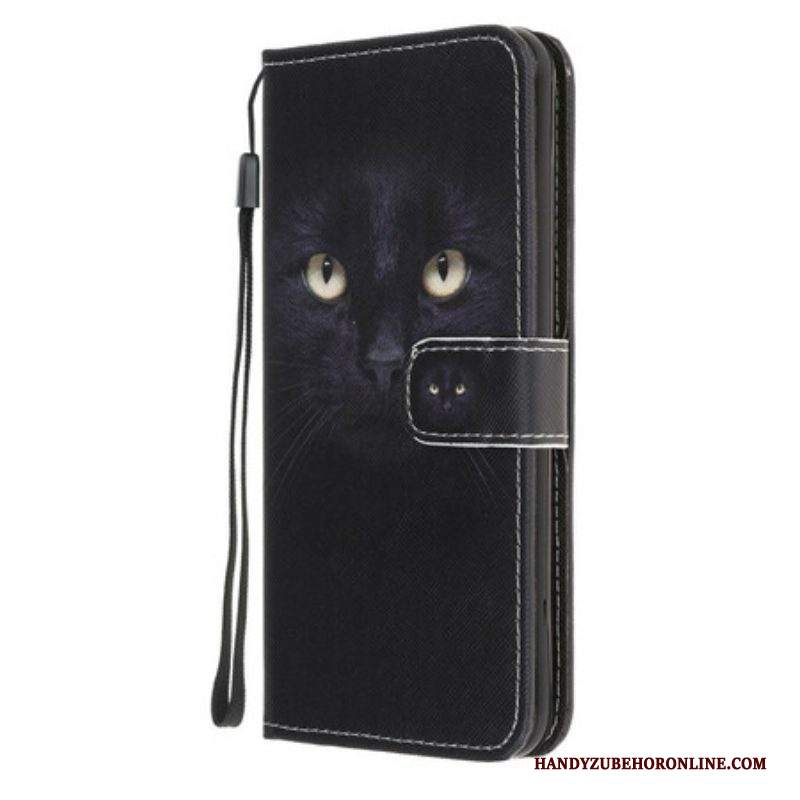 Folio Cover Samsung Galaxy A52 4G / A52 5G / A52s 5G Strappy Occhi Di Gatto Nero