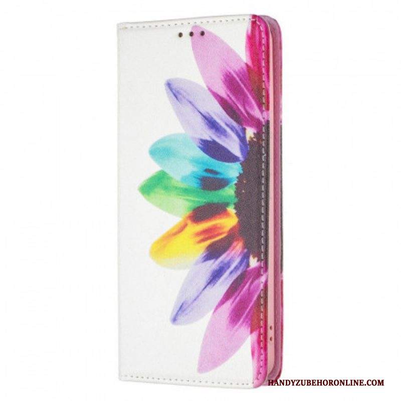 Folio Cover Samsung Galaxy A53 5G Custodia in pelle Fiore Dell'acquerello