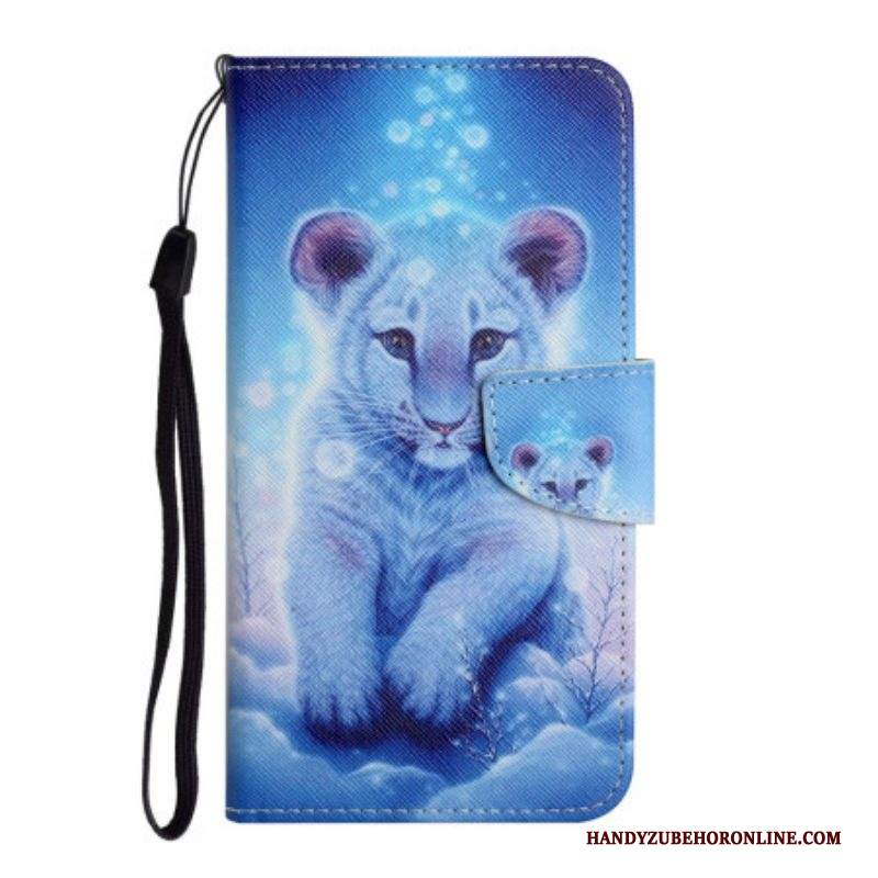 Folio Cover Samsung Galaxy A54 5G Piccolo Leopardo Con Cordino