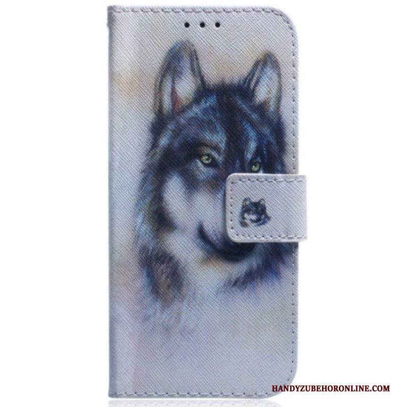 Folio Cover Samsung Galaxy M13 Cane Dell'acquerello Strappy