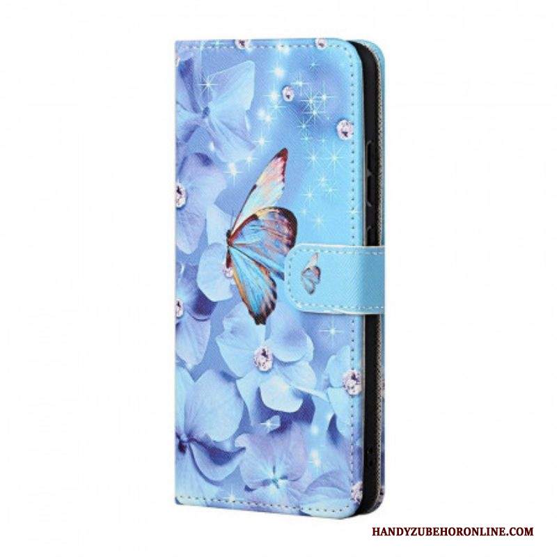 Folio Cover Samsung Galaxy M23 5G Farfalle Di Diamanti Strappy