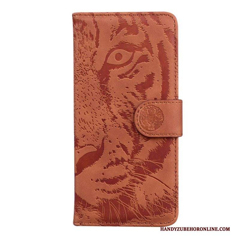 Folio Cover Samsung Galaxy M32 Stampa Faccia Di Tigre