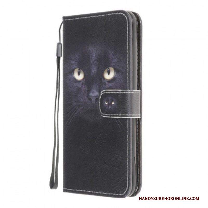 Folio Cover Samsung Galaxy M32 Strappy Occhi Di Gatto Nero