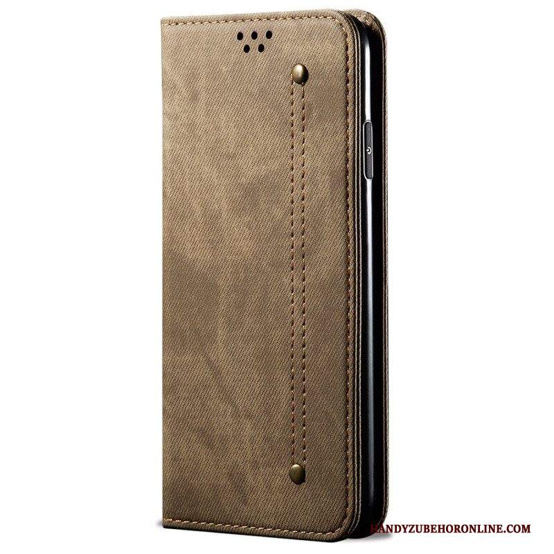 Folio Cover Samsung Galaxy M52 5G Custodia in pelle Tessuto Denim