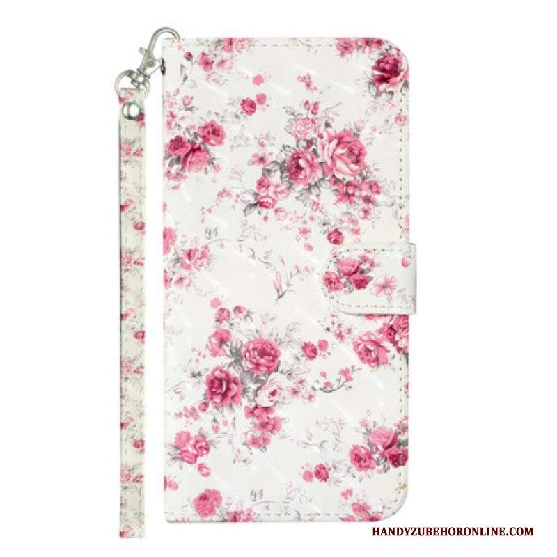 Folio Cover Samsung Galaxy S21 5G Cinturino Punto Luce Fiori