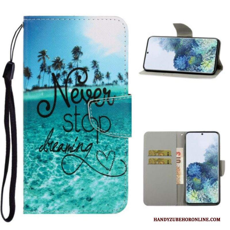 Folio Cover Samsung Galaxy S21 5G Non Smettere Mai Di Sognare Navy Strappy