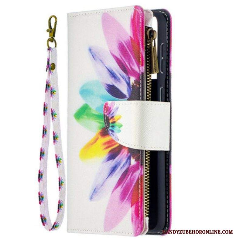 Folio Cover Samsung Galaxy S21 Plus 5G Custodia Con Zip Fiore Acquerello