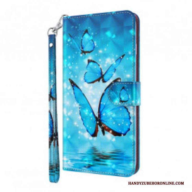 Folio Cover Samsung Galaxy S21 Ultra 5G Farfalle Blu Volanti