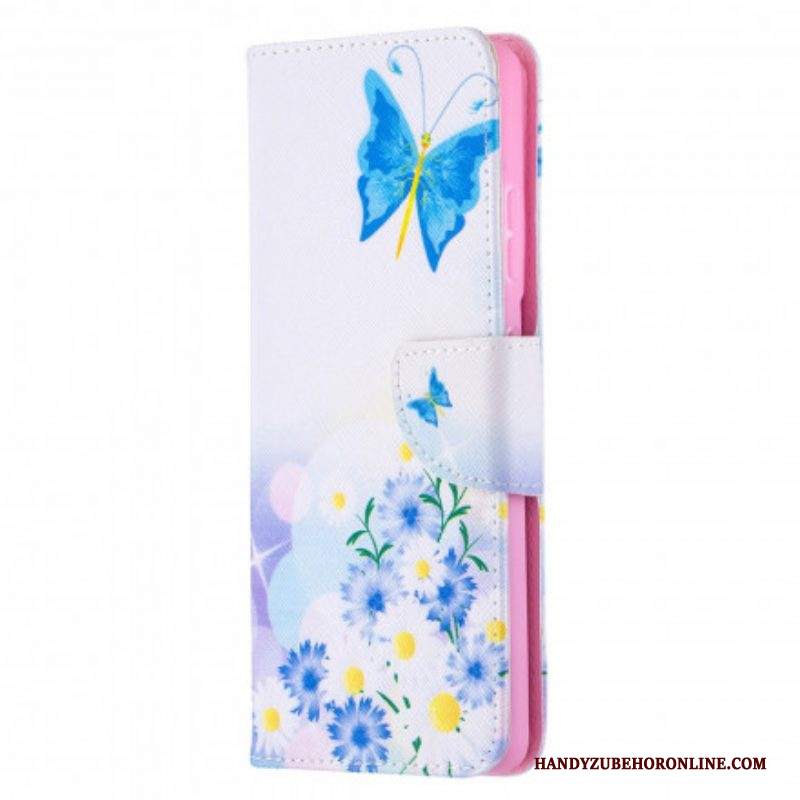 Folio Cover Samsung Galaxy S21 Ultra 5G Farfalle E Fiori Dipinti