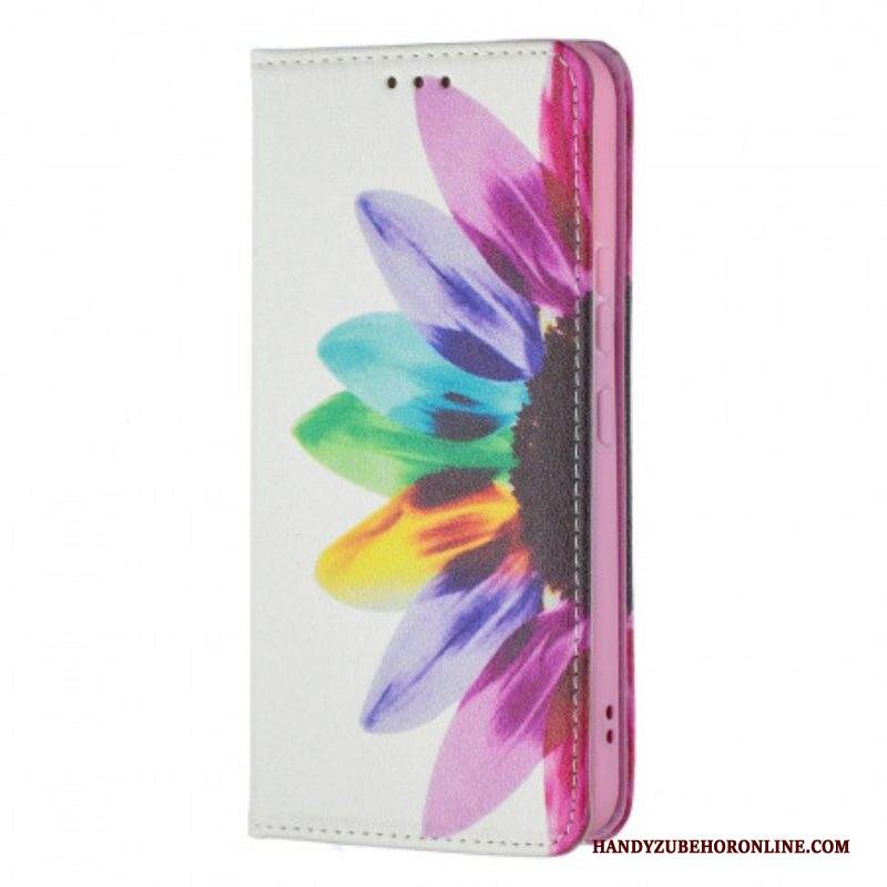 Folio Cover Samsung Galaxy S22 5G Custodia in pelle Fiore Dell'acquerello