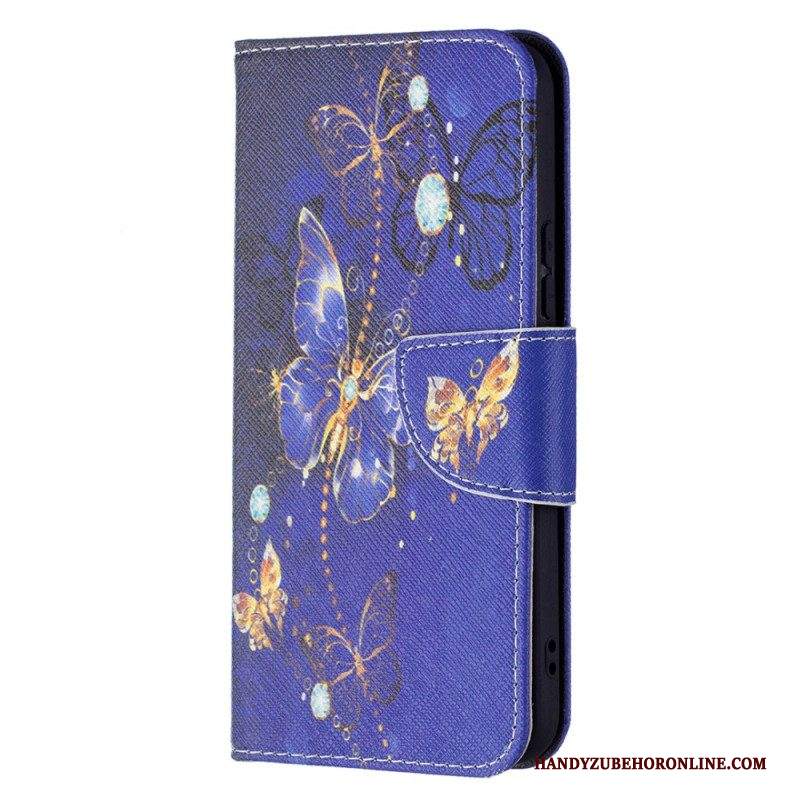 Folio Cover Samsung Galaxy S22 5G Farfalle Dorate