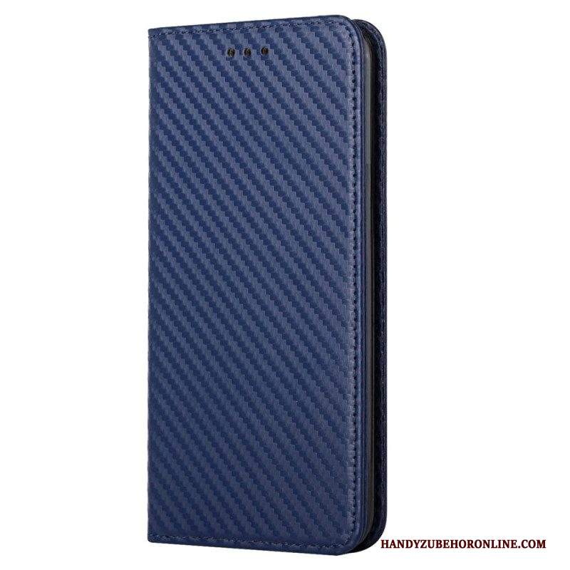 Folio Cover Samsung Galaxy S23 5G Custodia in pelle Stile In Fibra Di Carbonio Con Cinturino