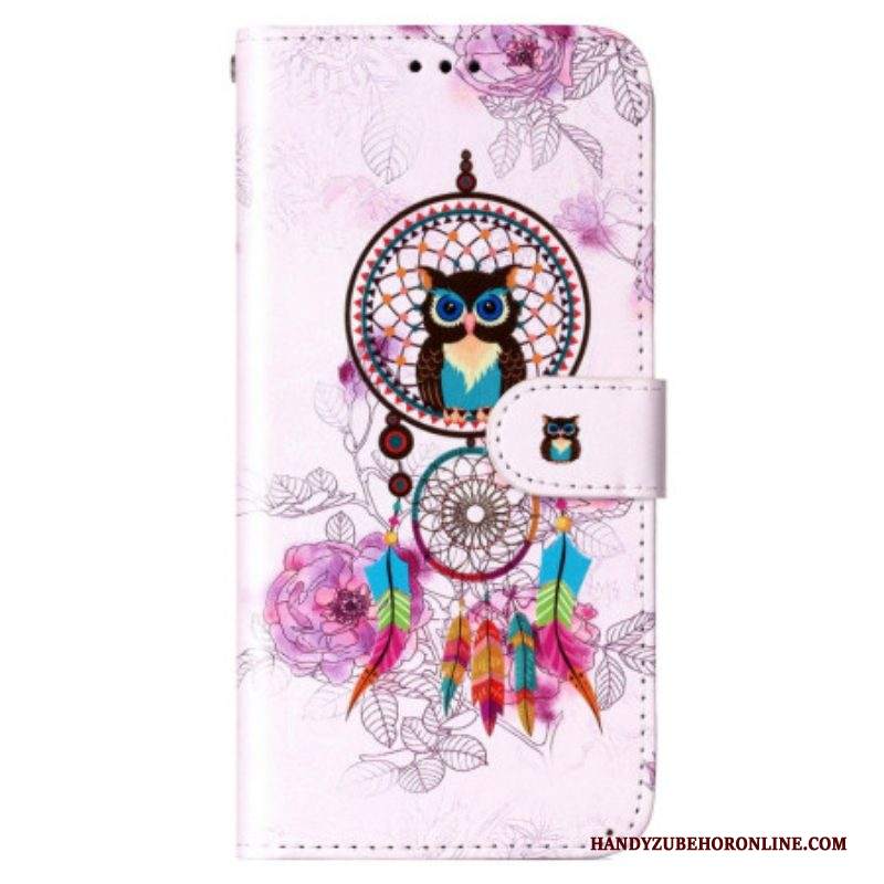 Folio Cover Samsung Galaxy S23 5G Gufo Acchiappasogni Con Cinturino