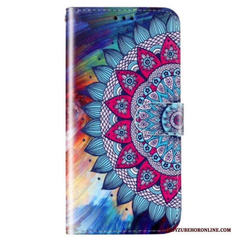 Folio Cover Samsung Galaxy S23 5G Mandala Con Cinghie Colorate