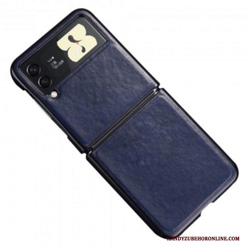 Folio Cover Samsung Galaxy Z Flip 3 5G Custodia in pelle Cuciture Effetto Pelle