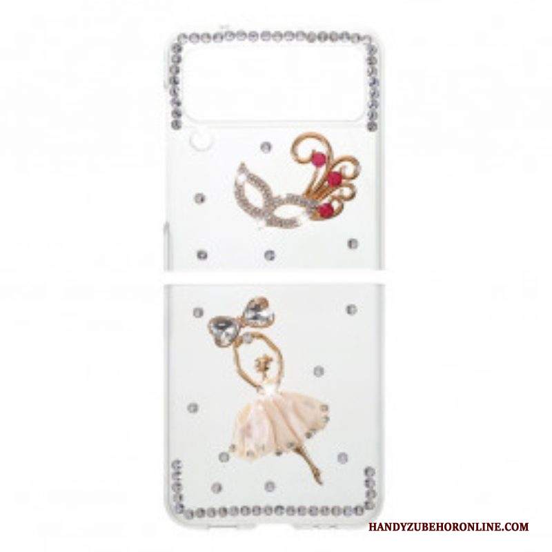 Folio Cover Samsung Galaxy Z Flip 3 5G Custodia in pelle Danzatrice Di Pietre Preziose