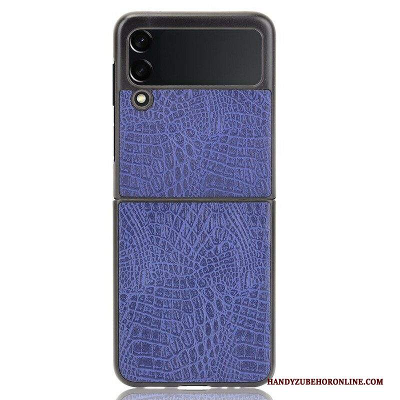 Folio Cover Samsung Galaxy Z Flip 3 5G Custodia in pelle Effetto Pelle Di Coccodrillo