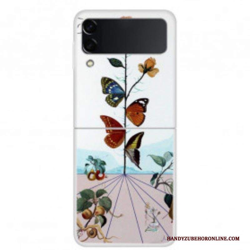 Folio Cover Samsung Galaxy Z Flip 3 5G Custodia in pelle Farfalle Della Natura