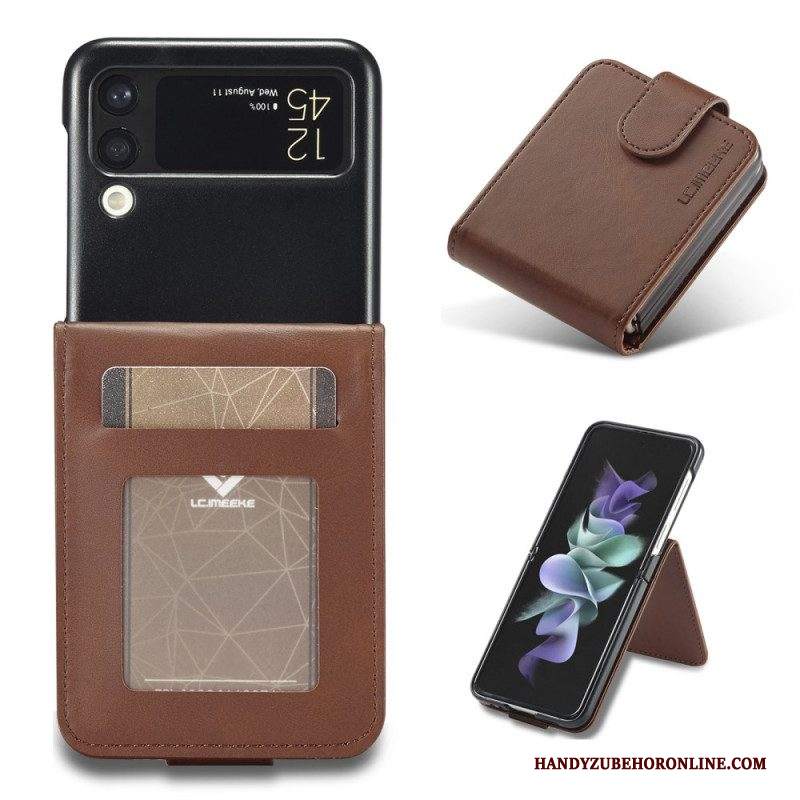 Folio Cover Samsung Galaxy Z Flip 3 5G Custodia in pelle Portacarte E Chiusura Lc.imeeke