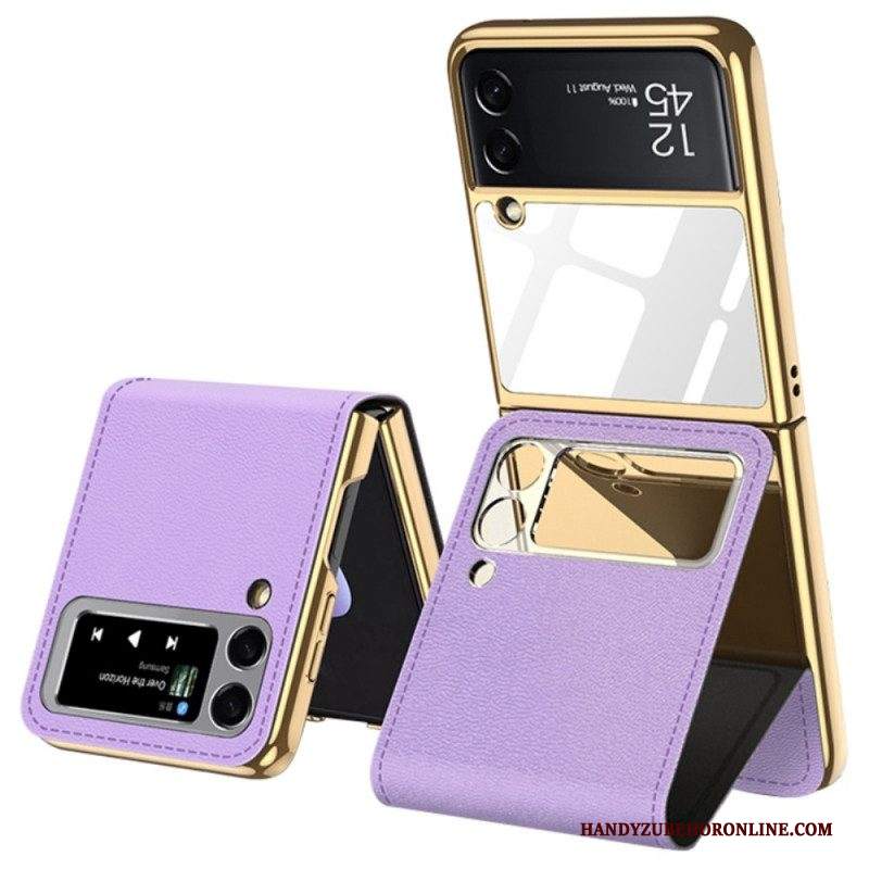 Folio Cover Samsung Galaxy Z Flip 3 5G Custodia in pelle Specchio E Supporto Rimovibile