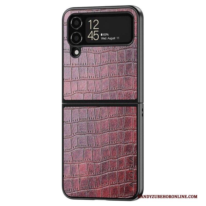 Folio Cover Samsung Galaxy Z Flip 4 Custodia in pelle Aioria Coccodrillo