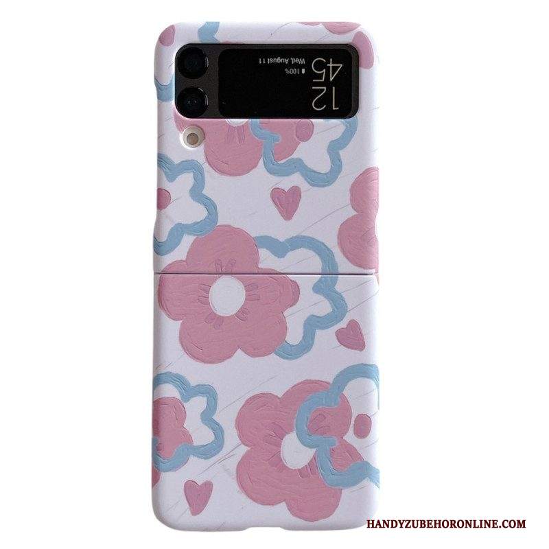 Folio Cover Samsung Galaxy Z Flip 4 Custodia in pelle Bei Fiori