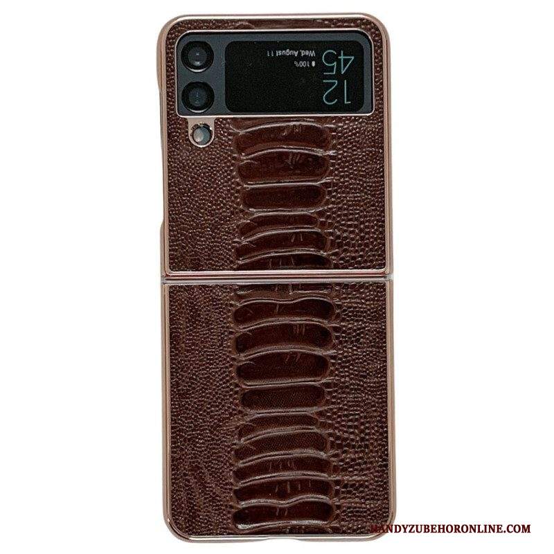 Folio Cover Samsung Galaxy Z Flip 4 Custodia in pelle Disegno Coccodrillo