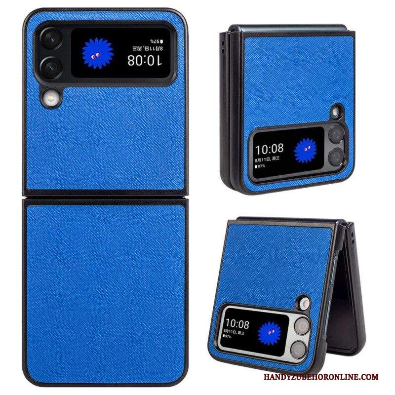 Folio Cover Samsung Galaxy Z Flip 4 Custodia in pelle Ecopelle Testurizzata