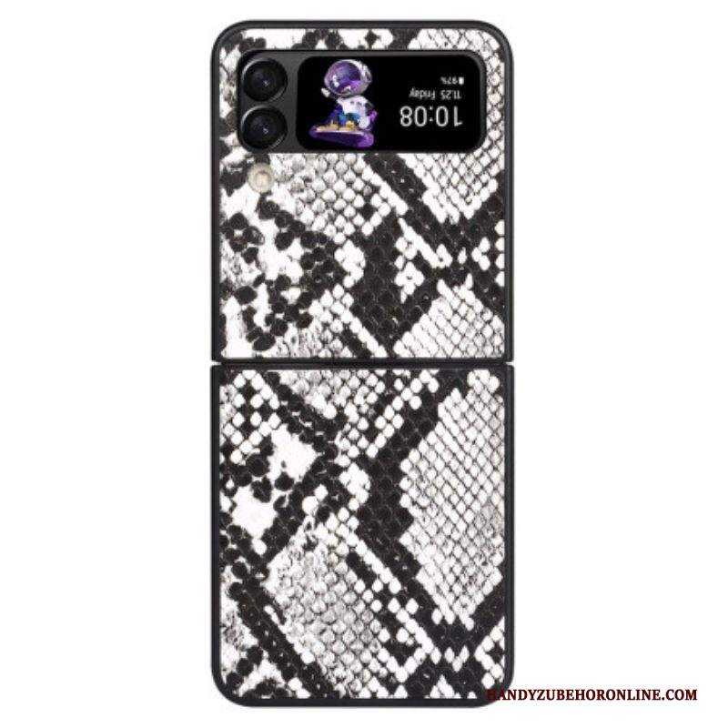 Folio Cover Samsung Galaxy Z Flip 4 Custodia in pelle Effetto Pelle Di Serpente