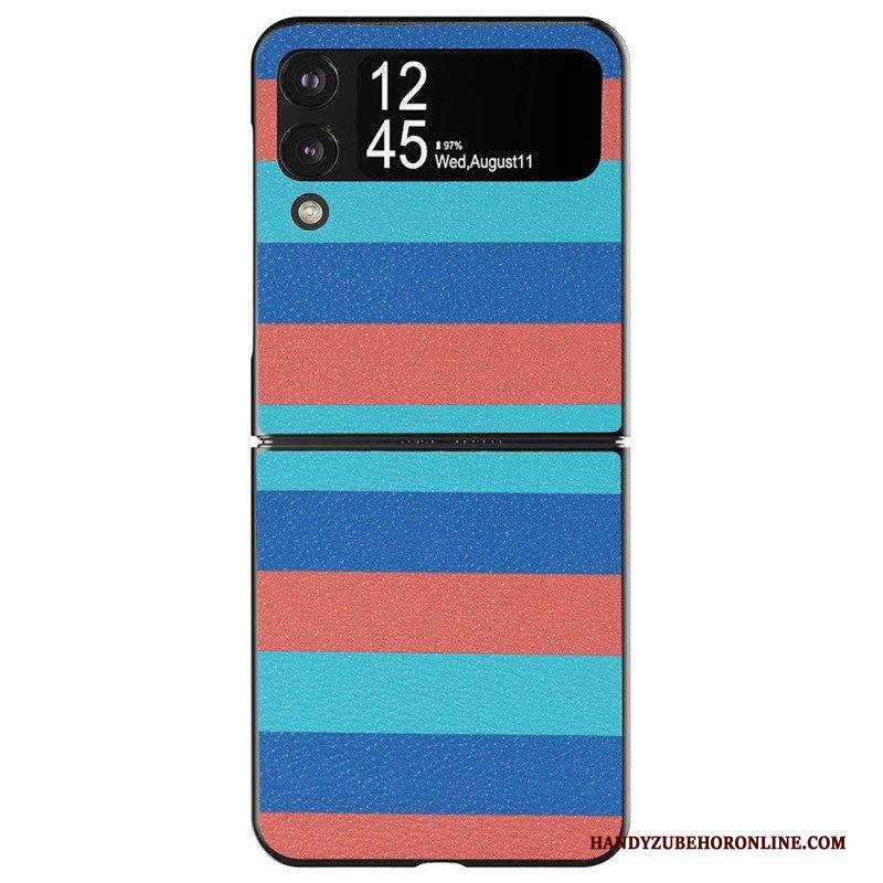 Folio Cover Samsung Galaxy Z Flip 4 Custodia in pelle Righe In Ecopelle