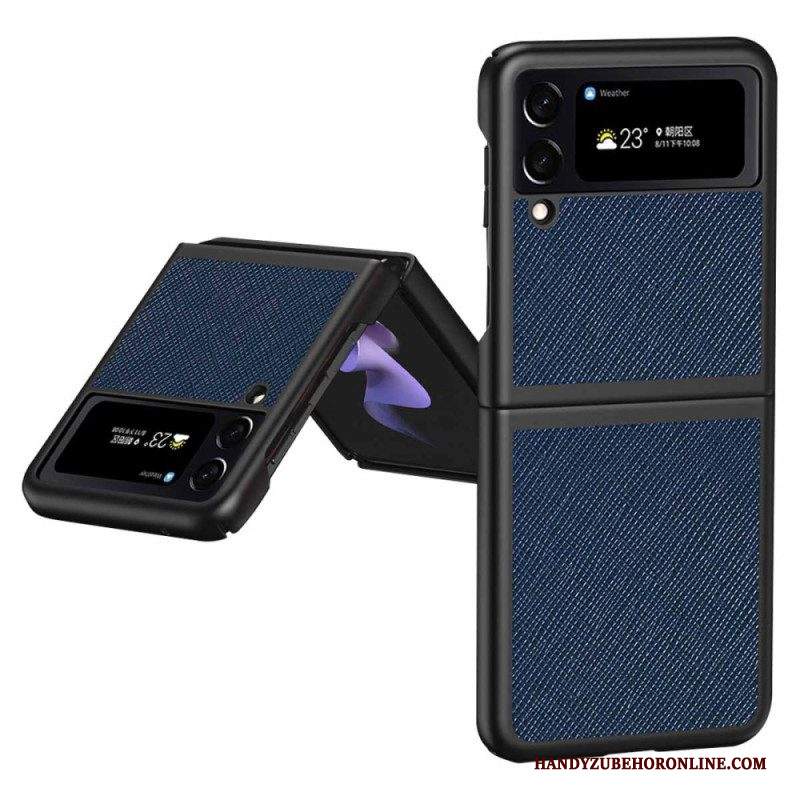 Folio Cover Samsung Galaxy Z Flip 4 Custodia in pelle Stile In Pelle Martellata