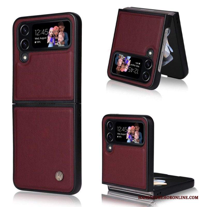 Folio Cover Samsung Galaxy Z Flip 4 Custodia in pelle Yikatu Effetto Pelle