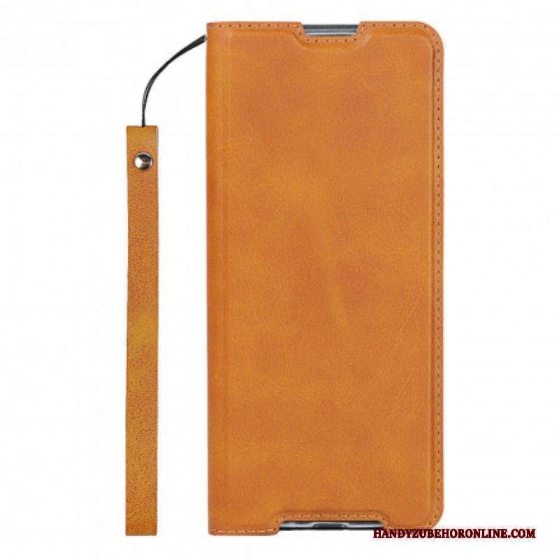 Folio Cover Sony Xperia 1 III Custodia in pelle Strappy Di Classe In Ecopelle