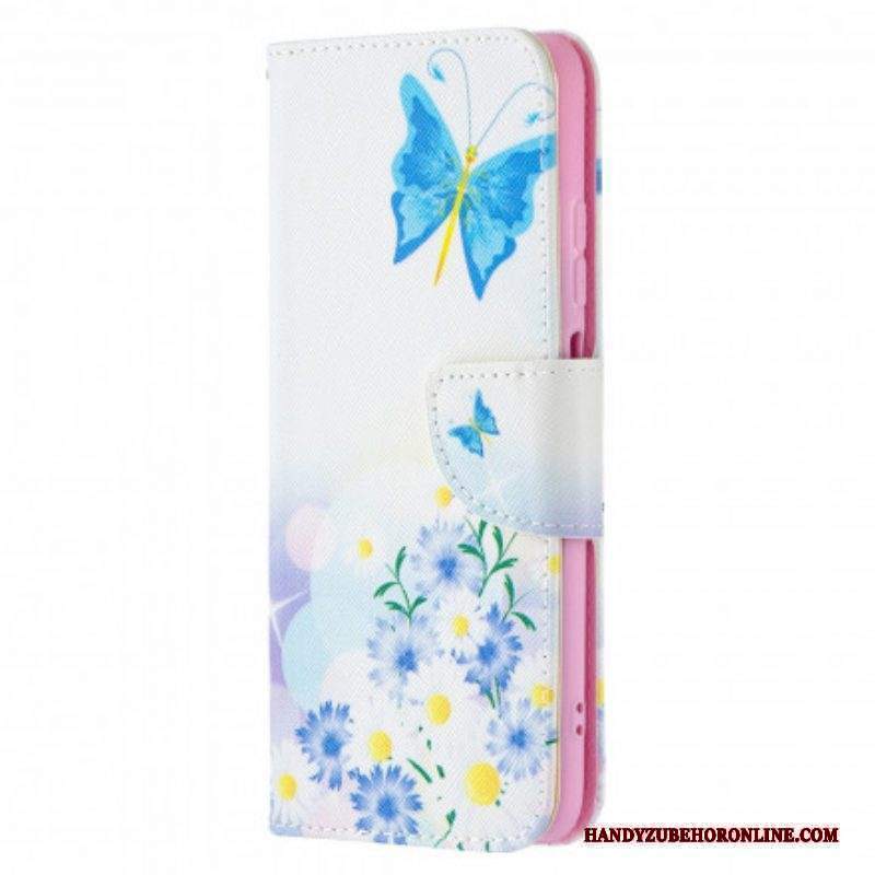 Folio Cover Xiaomi Redmi Note 10 / 10S Farfalle E Fiori Dipinti