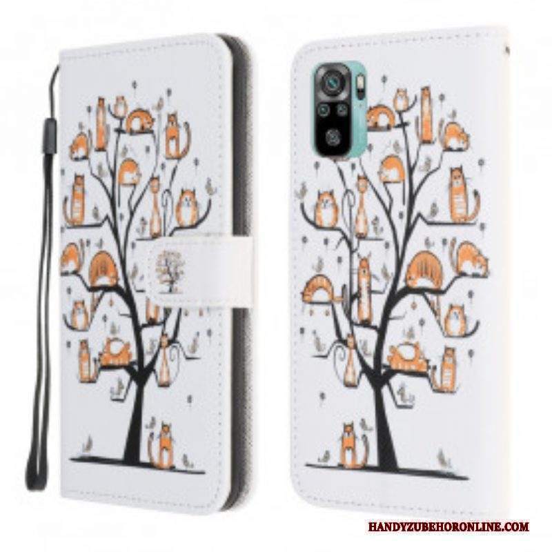 Folio Cover Xiaomi Redmi Note 10 / 10S Gatti Funky Con Cinturino