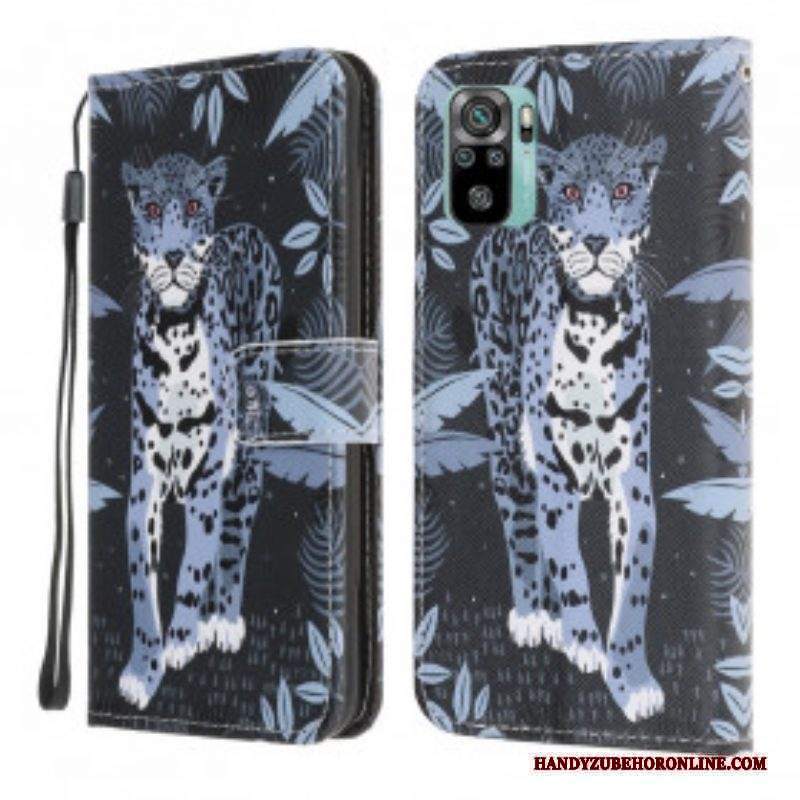 Folio Cover Xiaomi Redmi Note 10 / 10S Leopardo Con Spalline