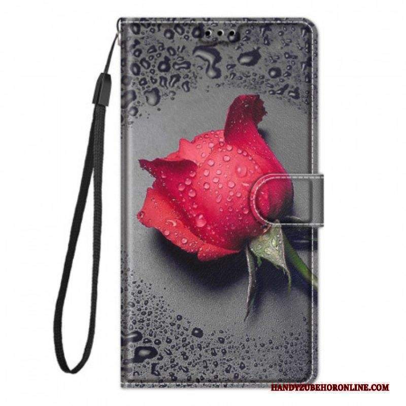 Folio Cover Xiaomi Redmi Note 10 Pro Rose Con Cordino