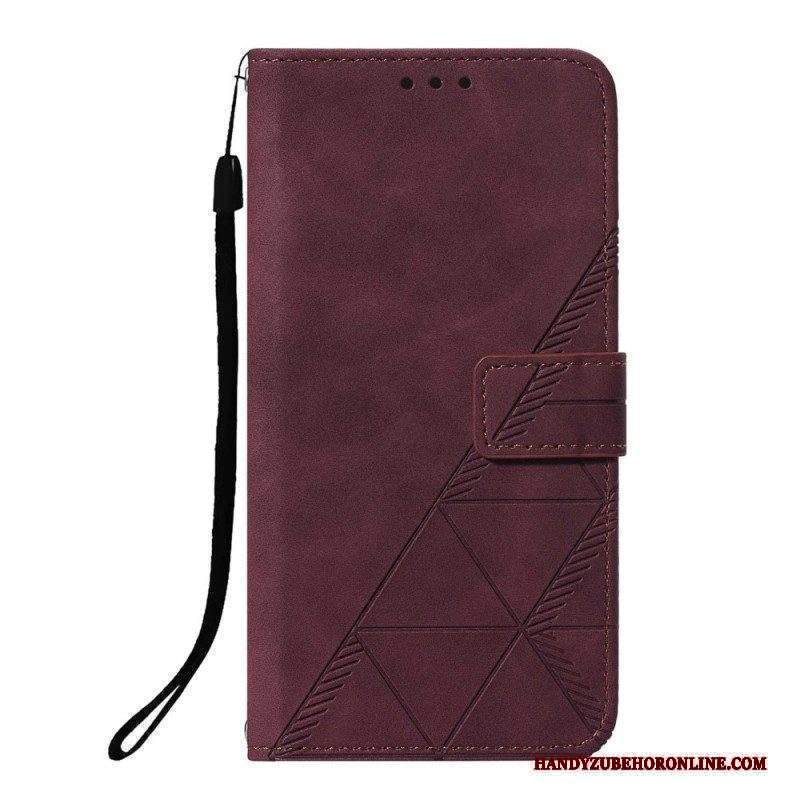 Folio Cover Xiaomi Redmi Note 10 Pro Strappy Stile Geometrico In Pelle