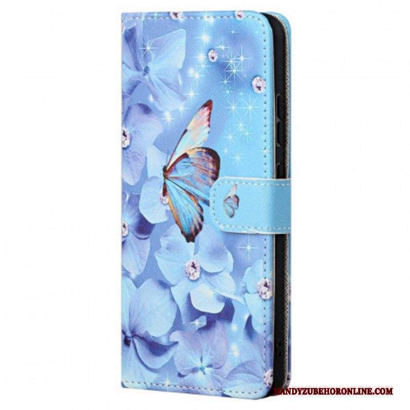 Folio Cover Xiaomi Redmi Note 11 / 11S Farfalle Di Diamanti Strappy