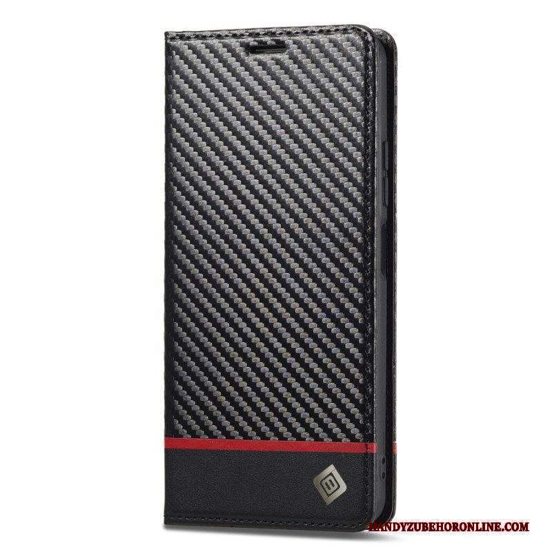 Folio Cover Xiaomi Redmi Note 12 5G Custodia in pelle Fibra Di Carbonio Lc.imeeke