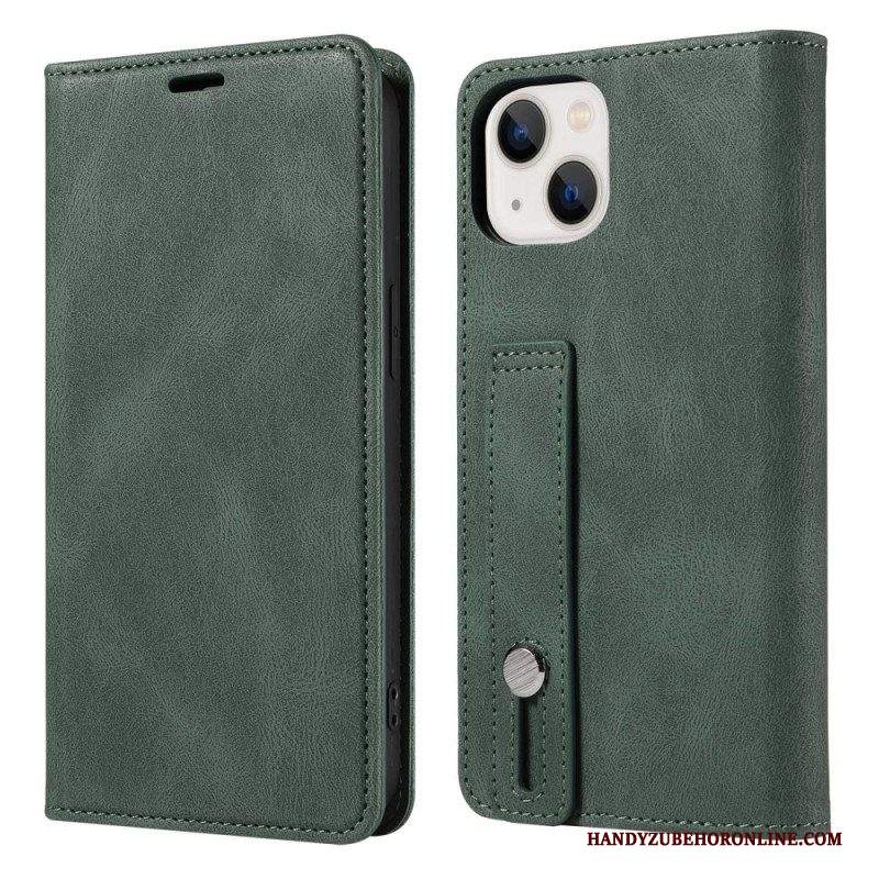 Folio Cover iPhone 14 Ecopelle Con Cinturino Manuale