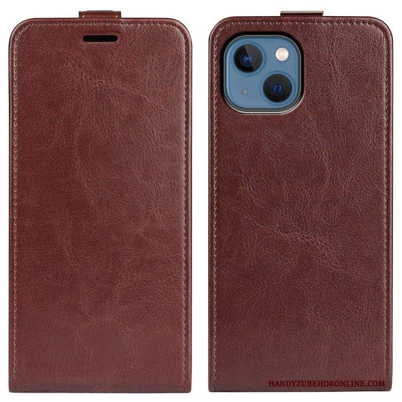 Folio Cover iPhone 14 Plus Custodia in pelle Flap Verticale Retrò