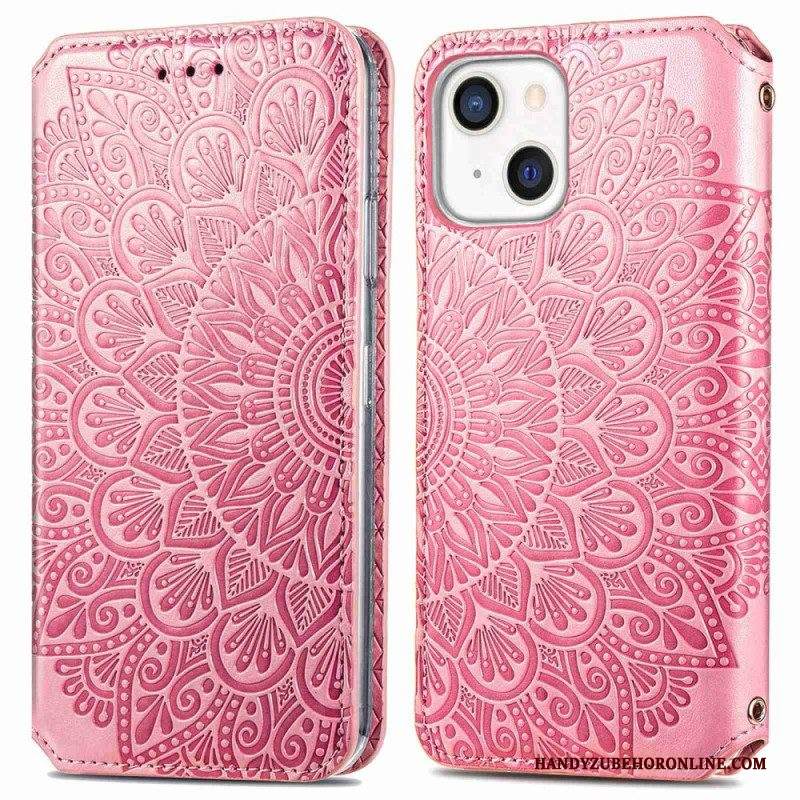 Folio Cover iPhone 14 Plus Custodia in pelle Mandala